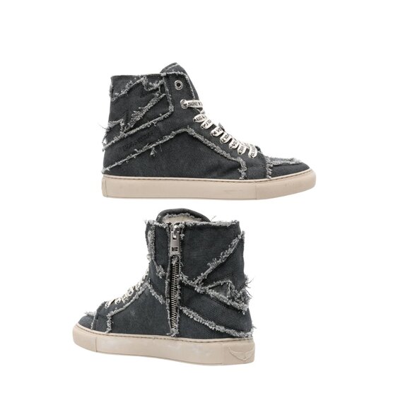 Zadig & Voltaire High Flash Canvas Noir Sneakers New in Box - Picture 2 of 11